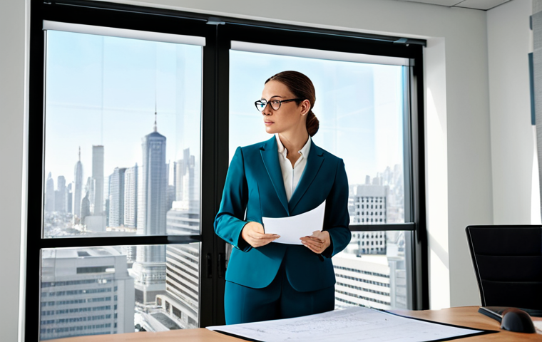 **

A professional female architect in a modern office setting, reviewing blueprints. She is fully clothed in a modest business suit. The office is bright and airy, with large windows overlooking a cityscape. Appropriate attire, safe for work, perfect anatomy, natural proportions, professional, family-friendly.

**