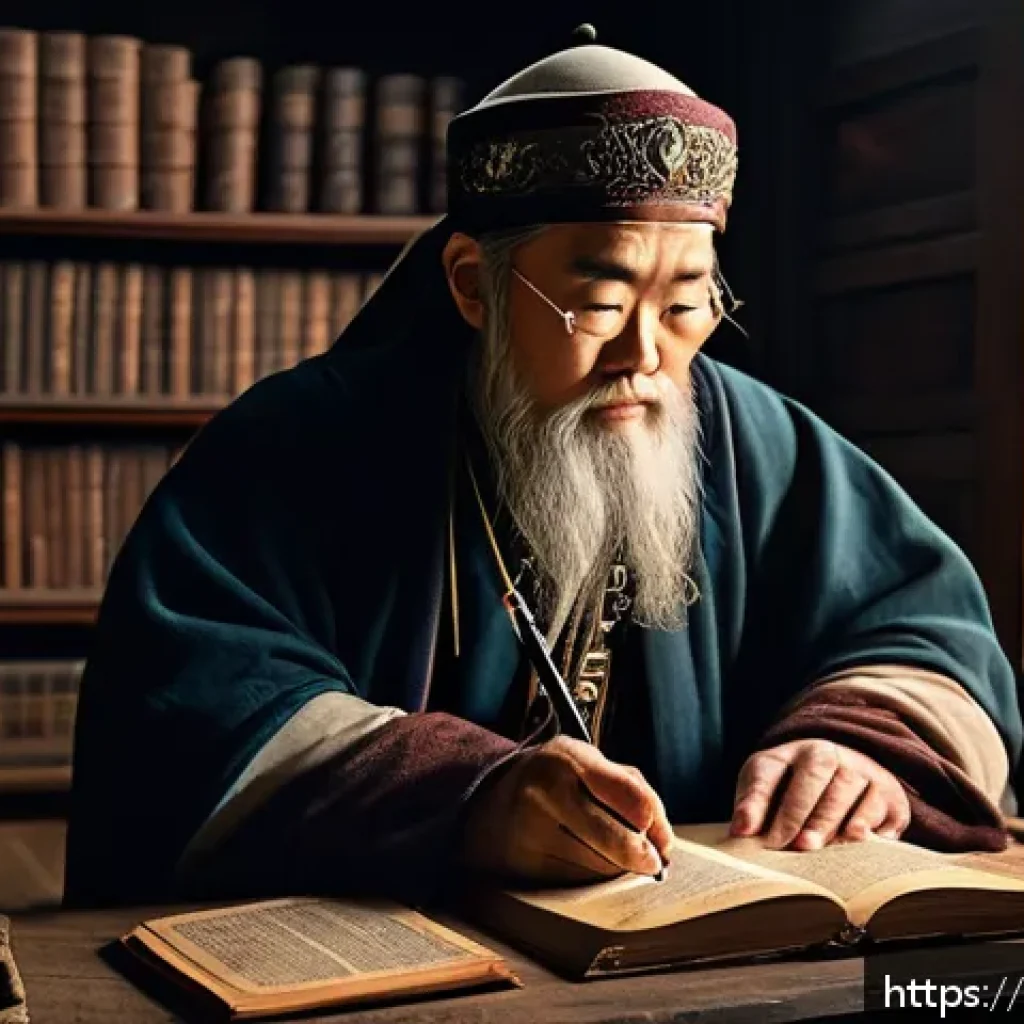 고대 영어 특징 - A detailed scene depicting an ancient Anglo-Saxon scholar in a dimly lit medieval study, surrounded ...