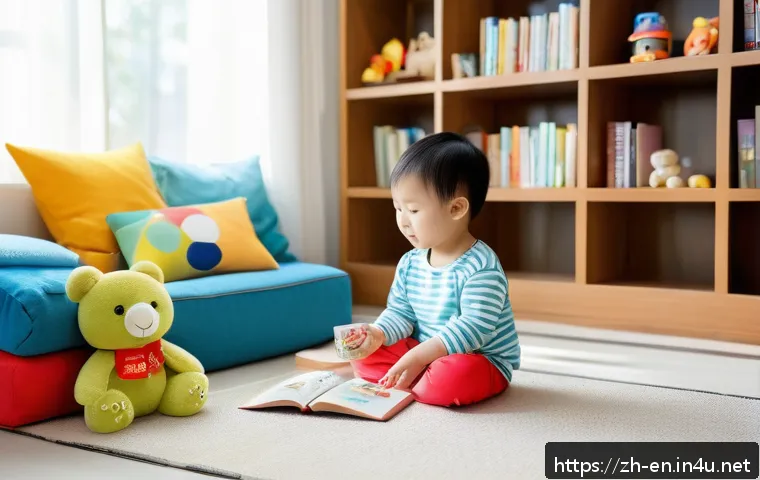 어린이 영어 교육법 - A cozy, colorful English learning corner in a modern Chinese home, featuring a small play area with ...